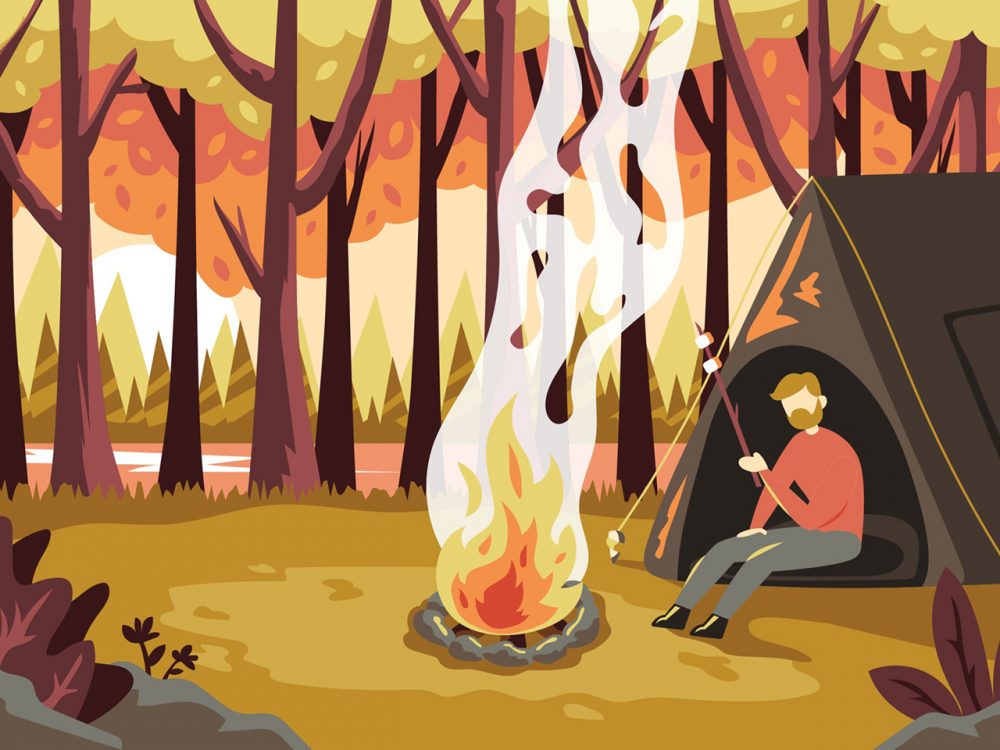 Autumn Season Camping Illustration