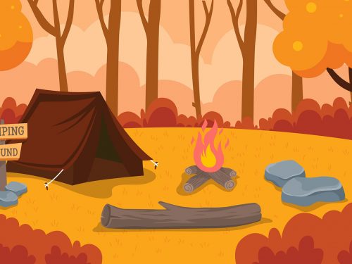Autumn Season Camping Illustration
