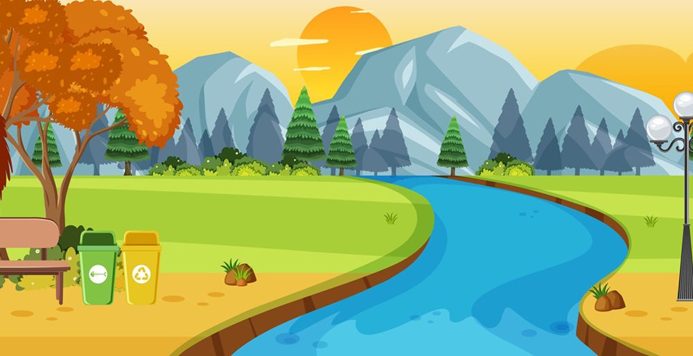 Autumn Season with Nature Park Illustration