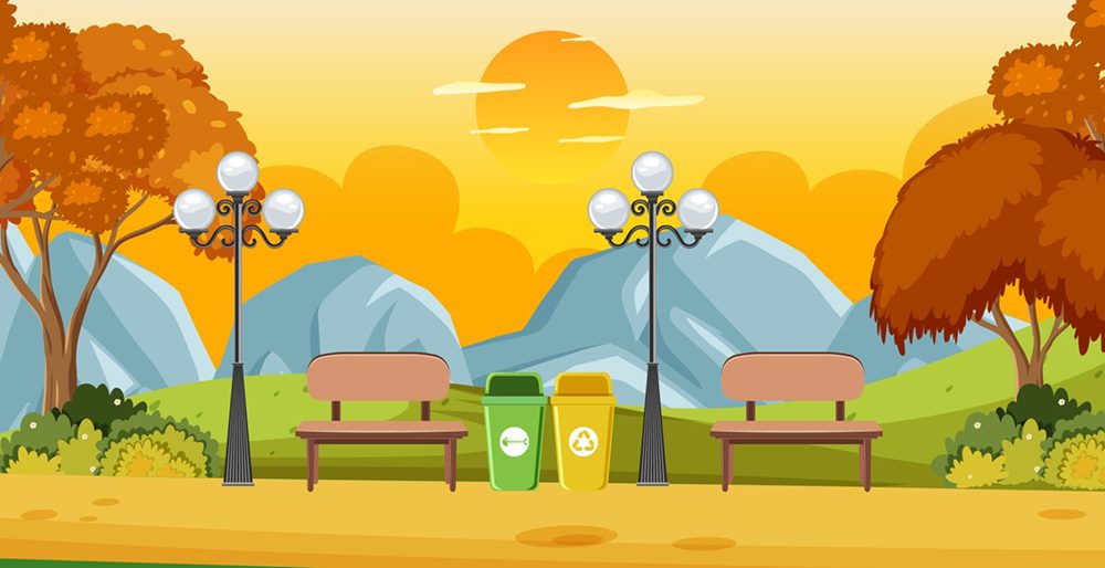 Autumn Season with Nature Park Illustration