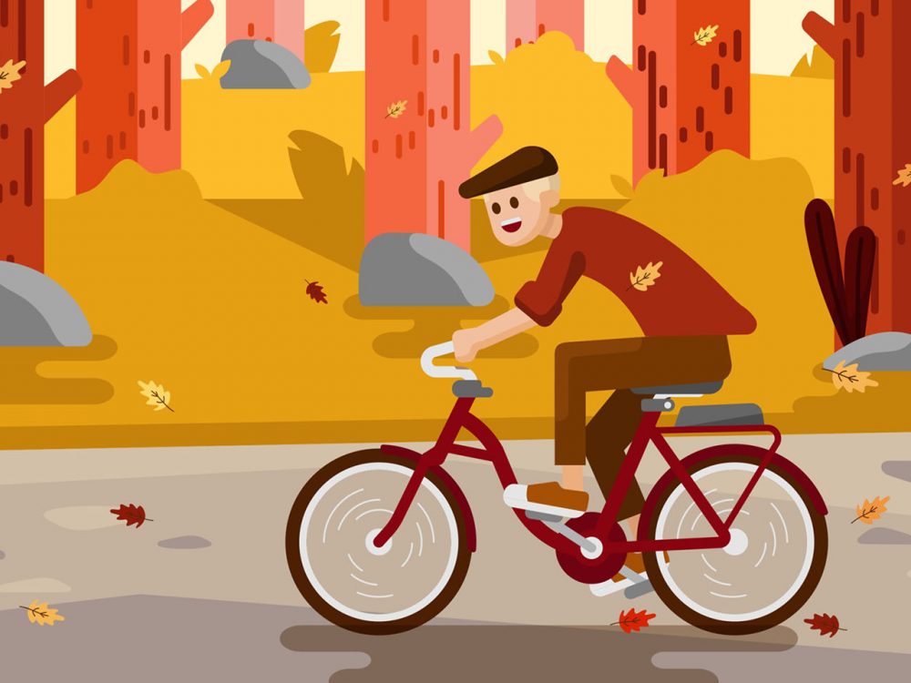 Bike Activity in Autumn Season Illustration
