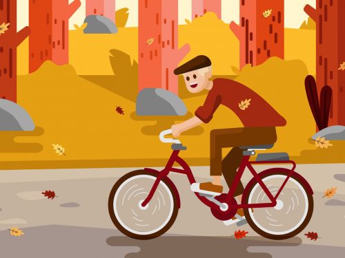 Bike Activity in Autumn Season Illustration