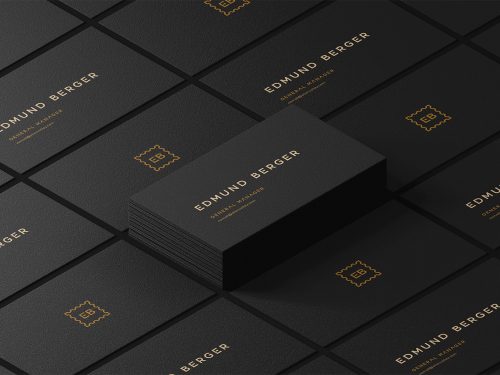 Dark Isometric Business Cards Mockup