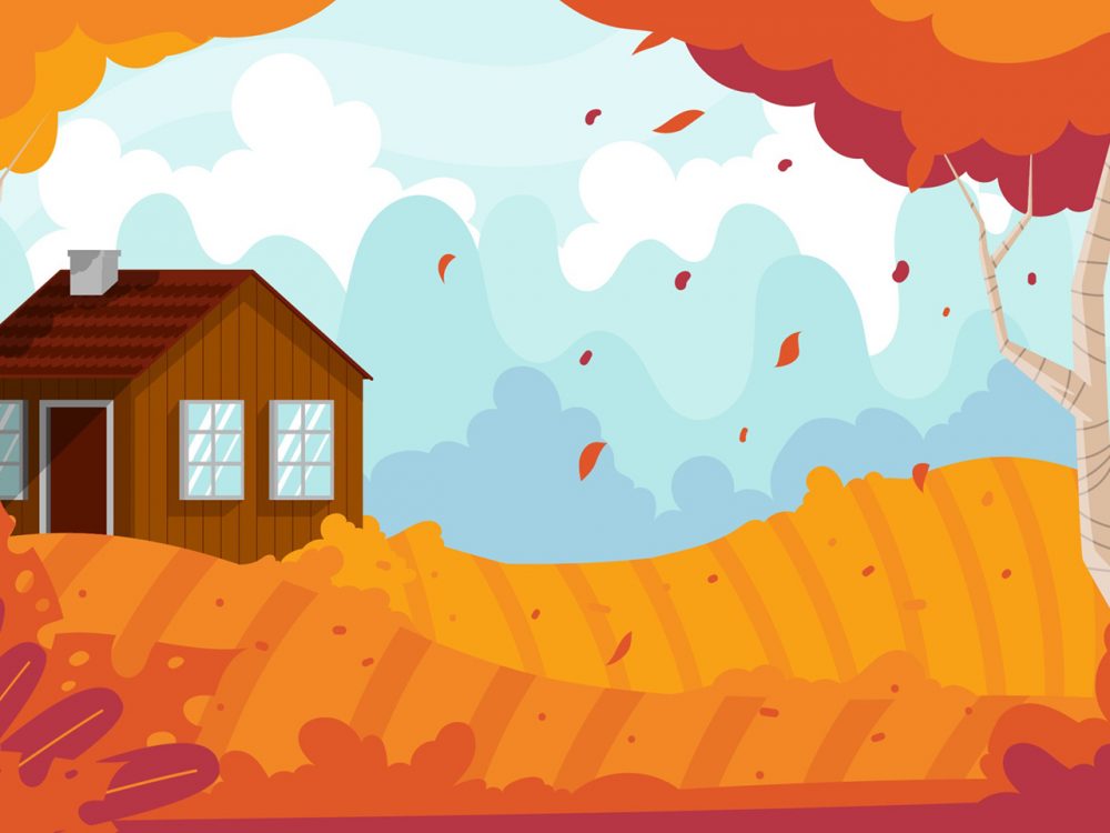 House in Autumn Scenery