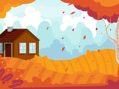 House in Autumn Scenery