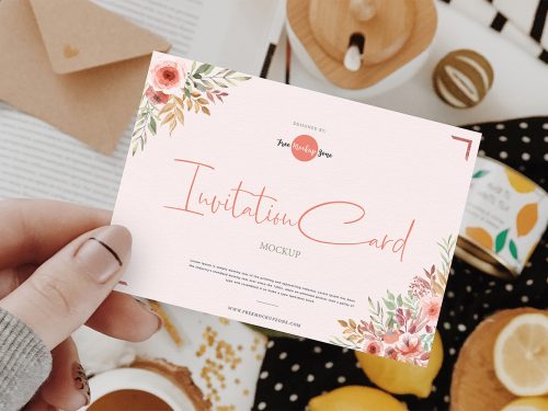 Invitation Card Mockup in Girl’s Hand