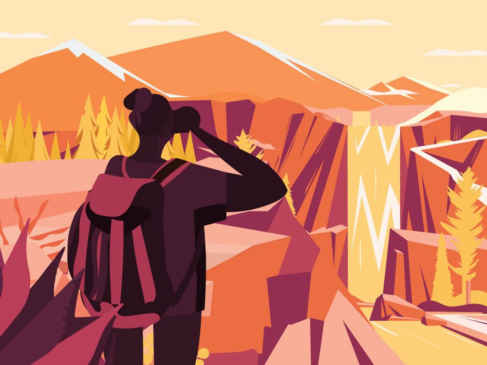 Autumn Fall Activity Hiking Illustration