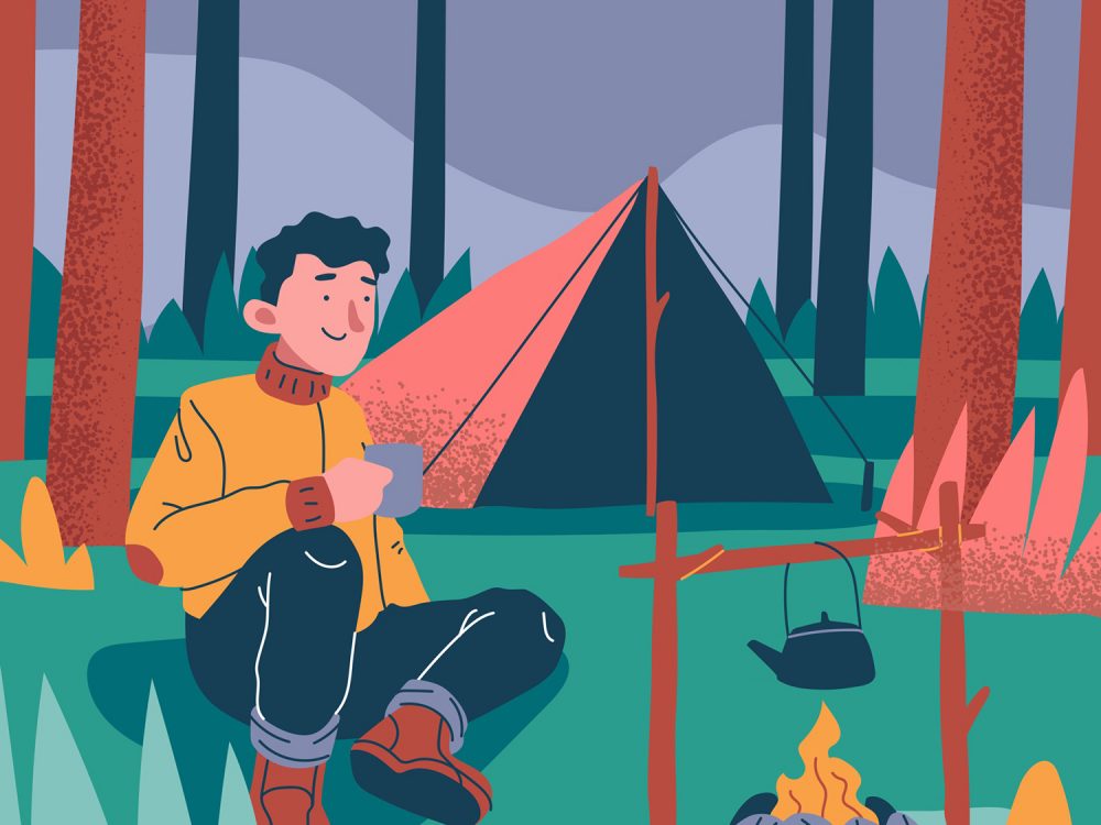 Autumn Season Camping Illustration