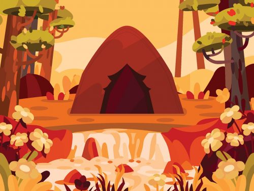 Autumn Season Camping Illustration