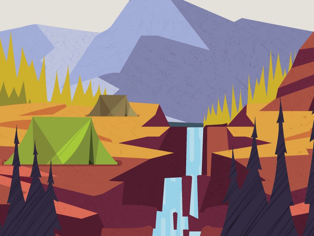 Autumn Season Camping Illustration