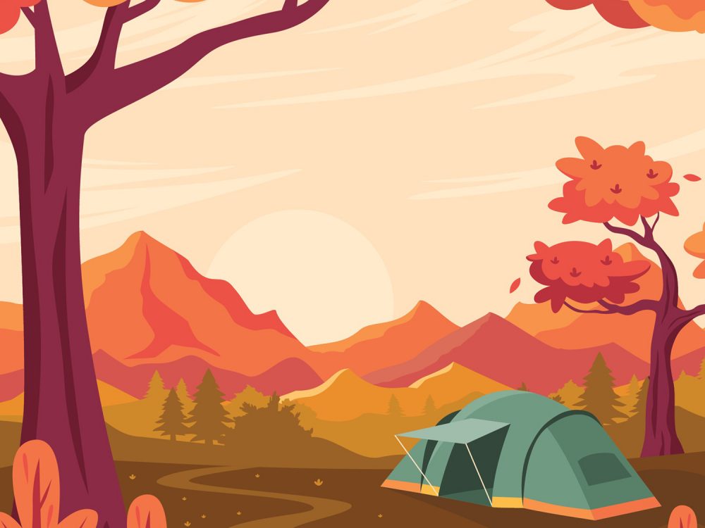 Autumn Season Camping Illustration