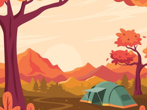 Autumn Season Camping Illustration