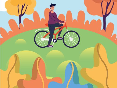 Bike Activity in Autumn Season Illustration