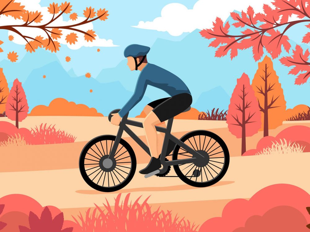 Bike Activity in Autumn Season Illustration