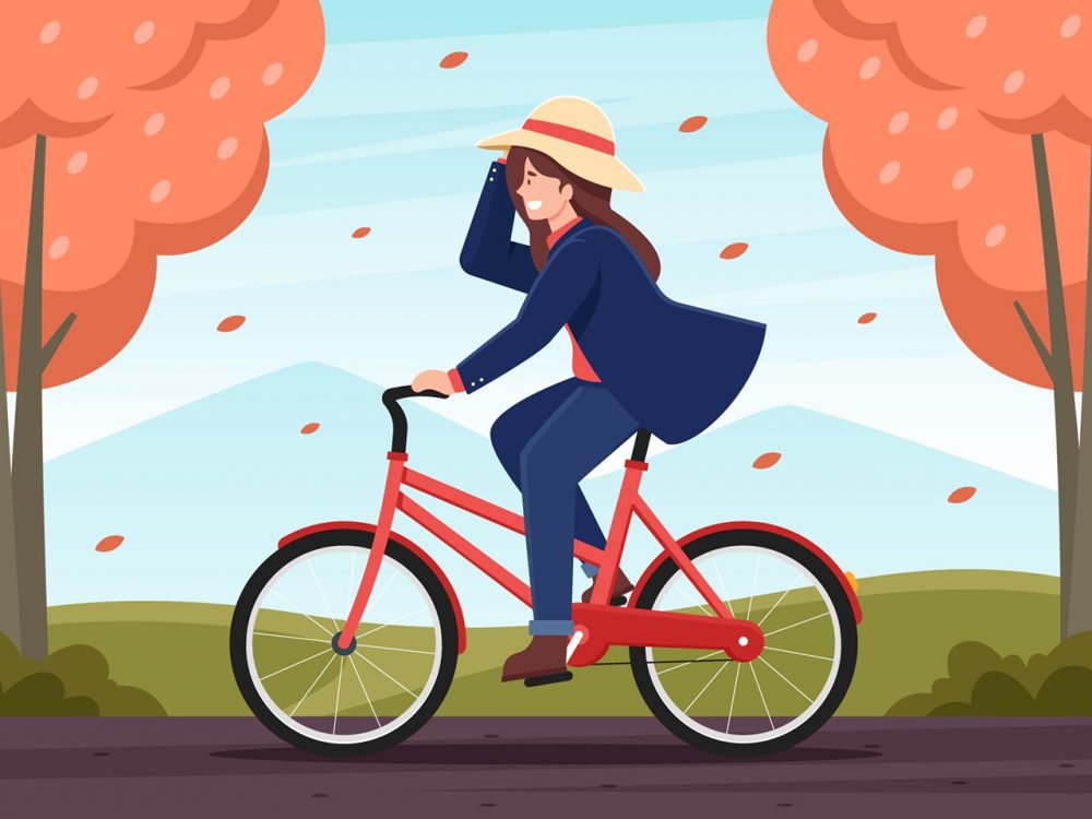 Bike Activity in Autumn Season Illustration