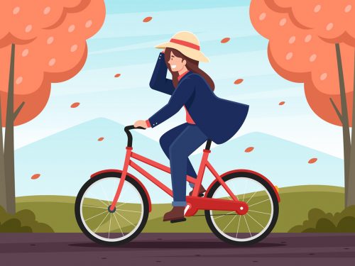 Bike Activity in Autumn Season Illustration