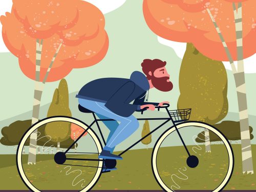 Bike Activity in Autumn Season Illustration