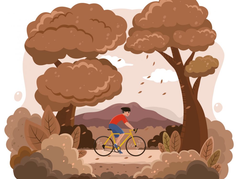 Bike Activity in Autumn Season Illustration