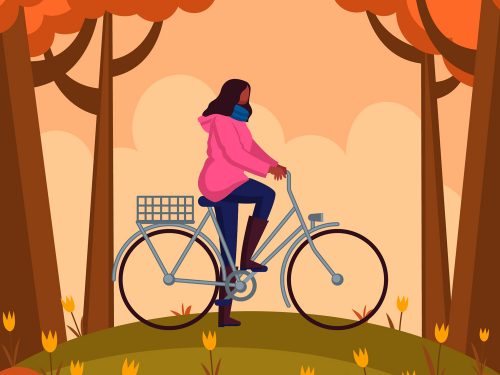 Bike Activity in Autumn Season Illustration