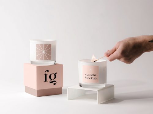 Candles with Box Mockup