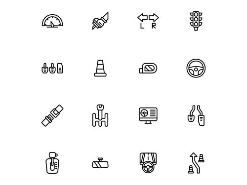 Driving School Vector Icons