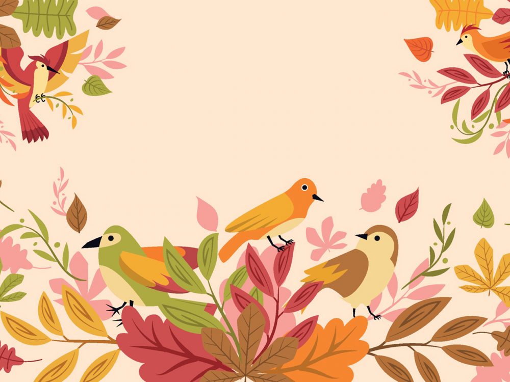 Flora and Fauna Landscape in Autumn Illustration