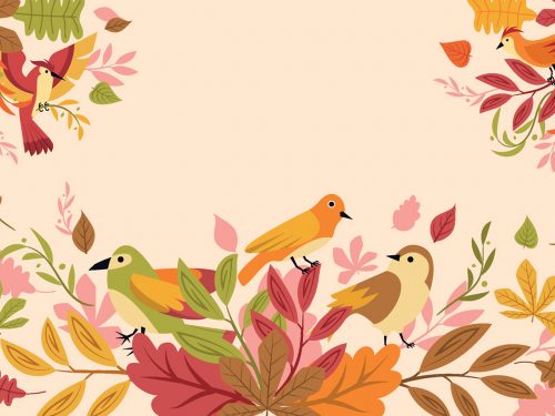 Flora and Fauna Landscape in Autumn Illustration