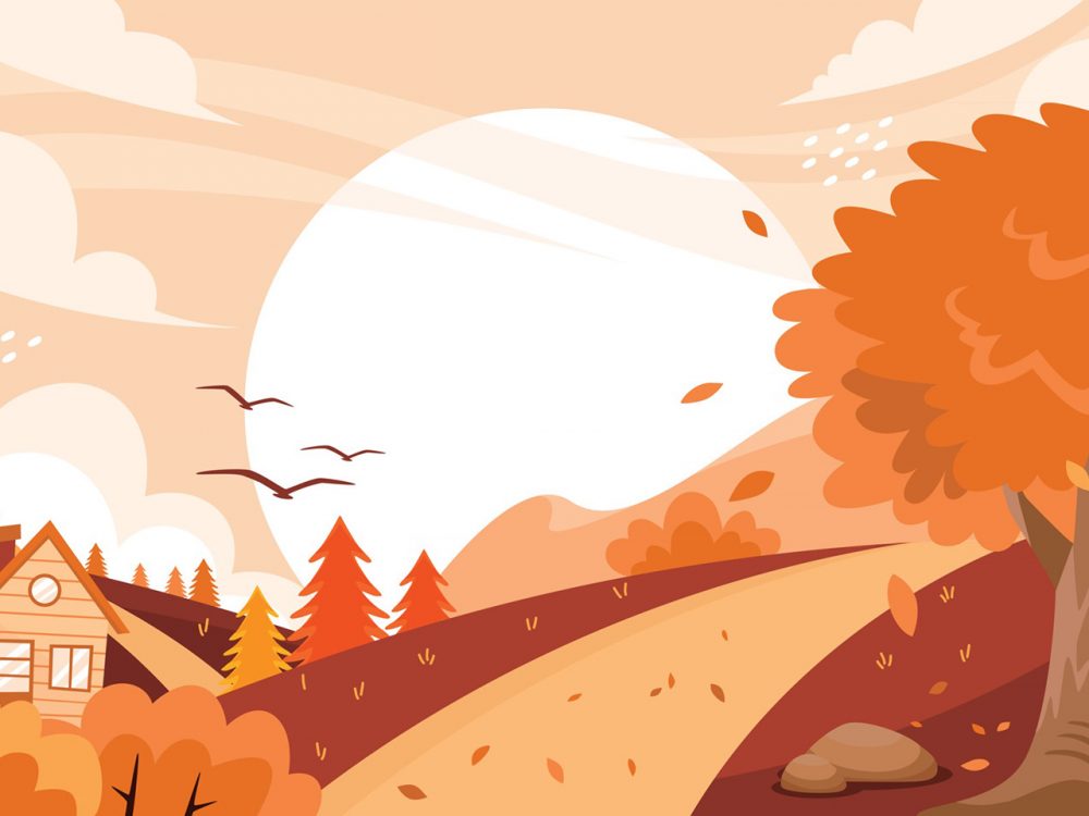 Forest Scenery in Autumn Illustration