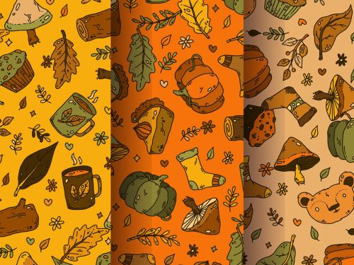 Hand Drawn Autumn Pattern Collection