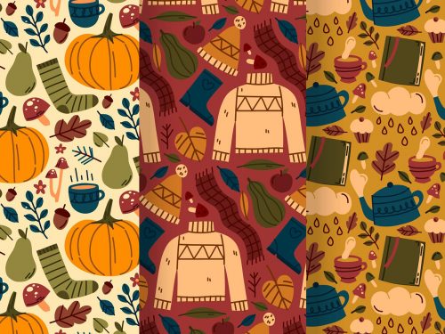 Hand Drawn Autumn Pattern Collection