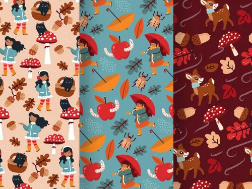 Hand Drawn Autumn Pattern Collection