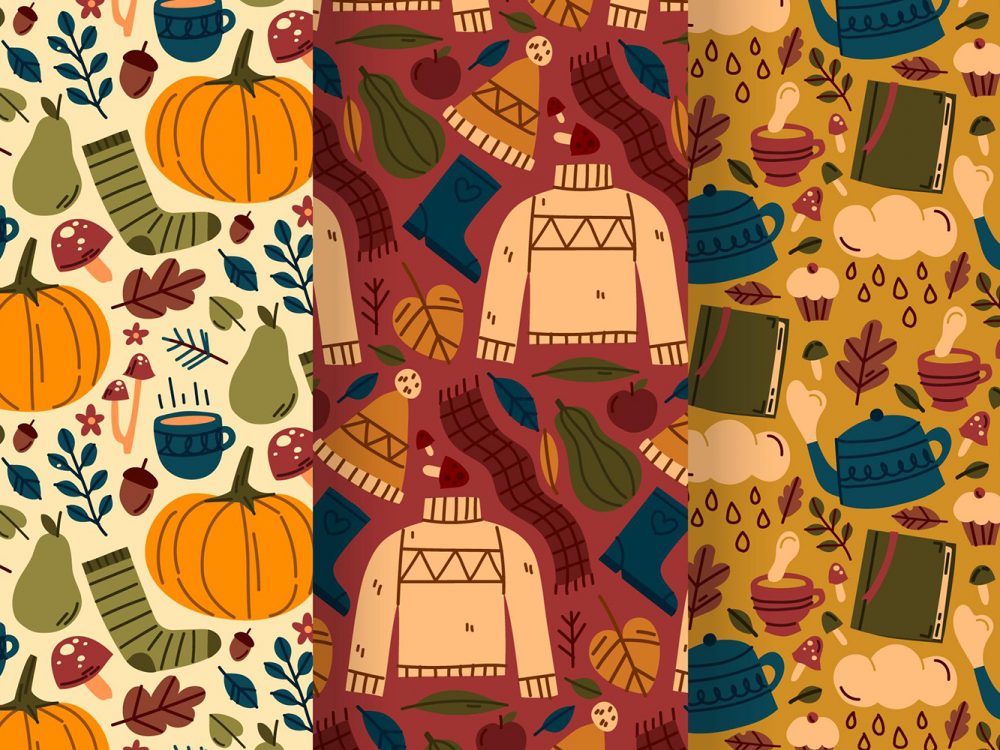 Hand Drawn Autumn Pattern Collection