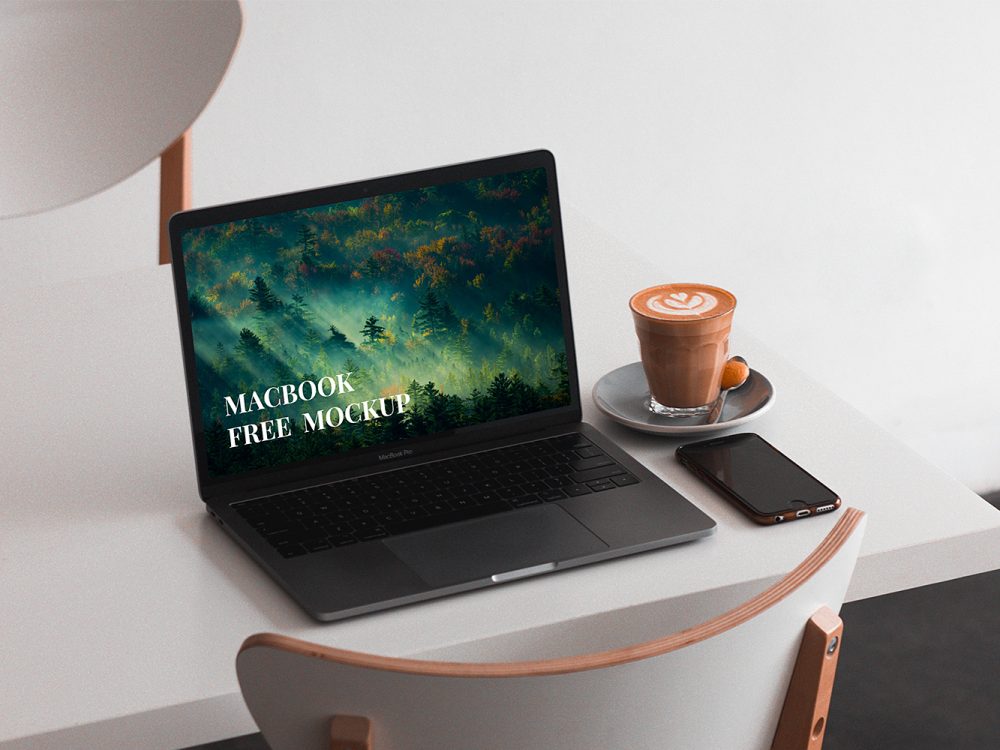 MacBook on a Table Mockup