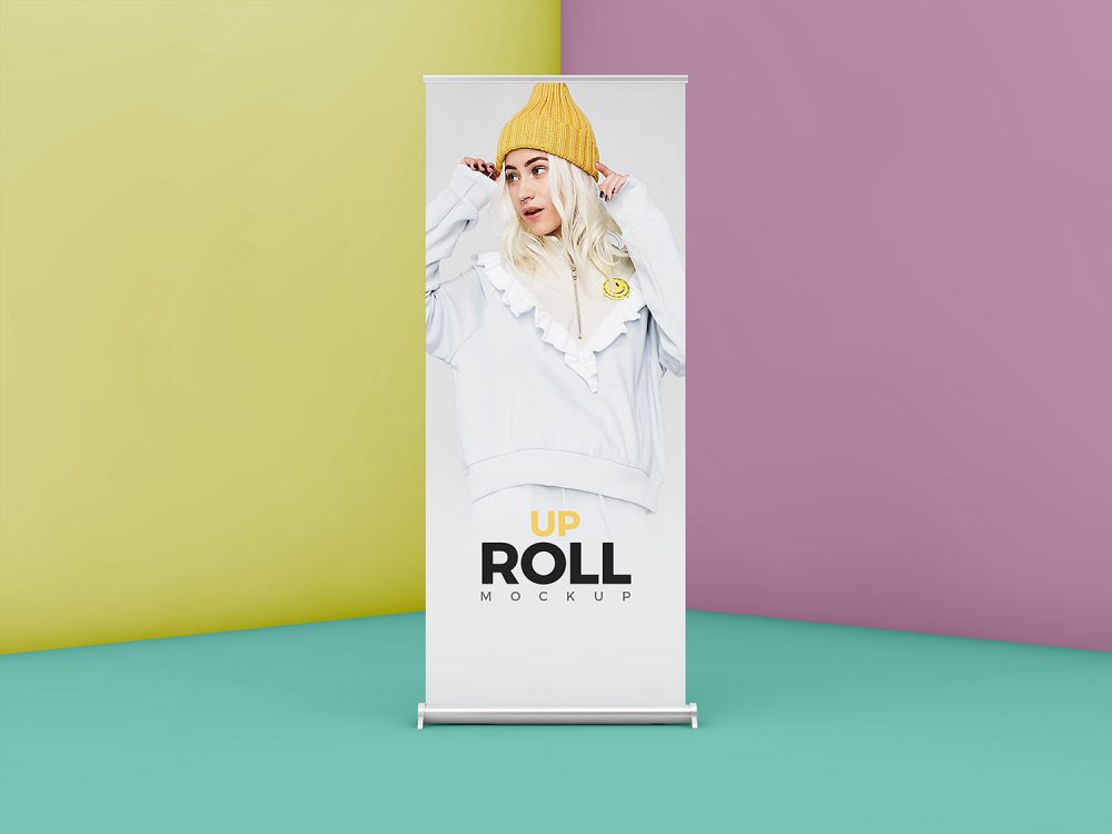 Modern Roll Up Mockup Free PSD