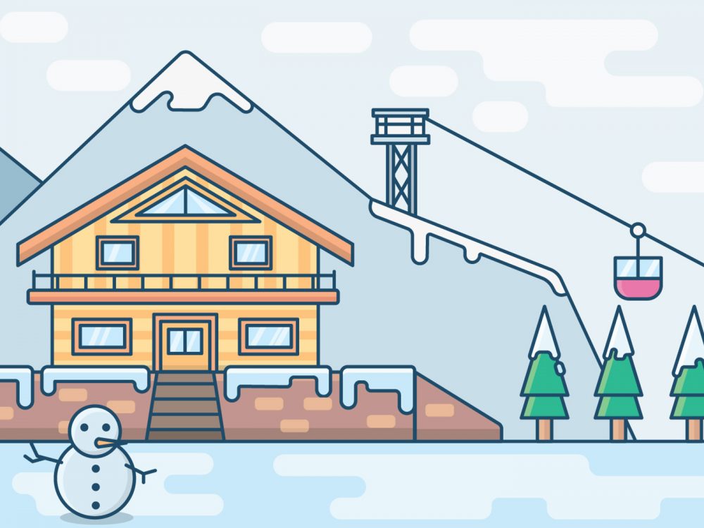 Vacation Resort in Winter Illustration