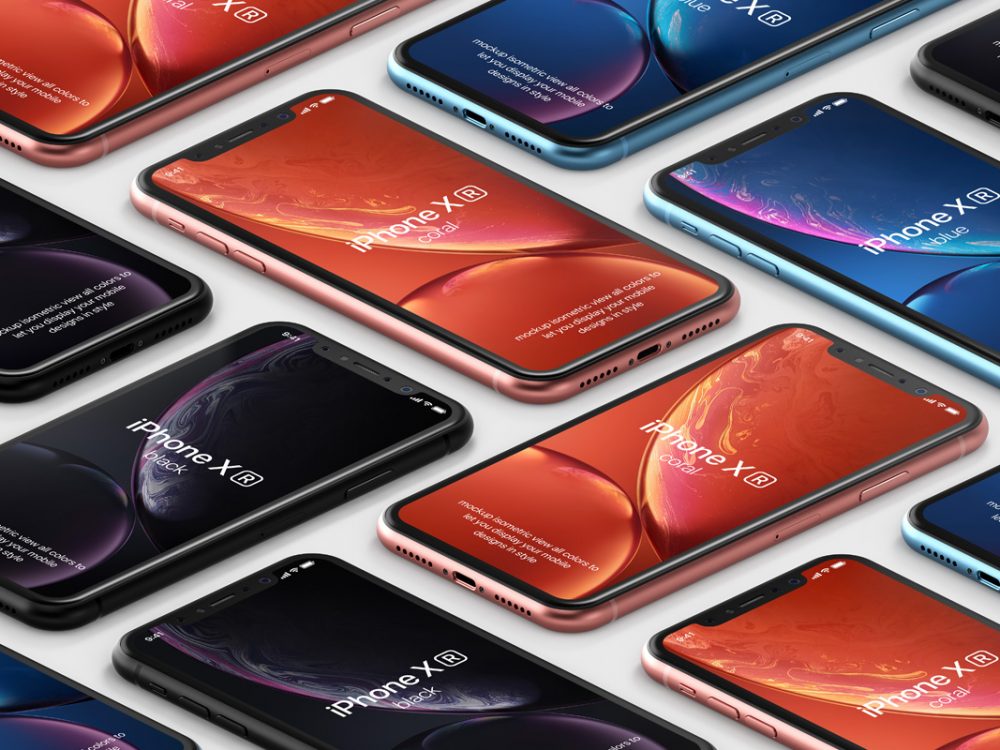 iPhone XR Isometric Mockup
