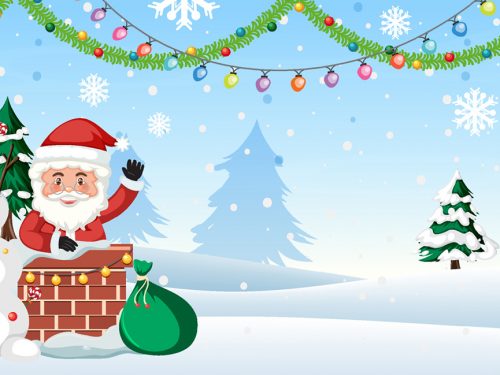 Christmas Party with Santa Claus Illustration