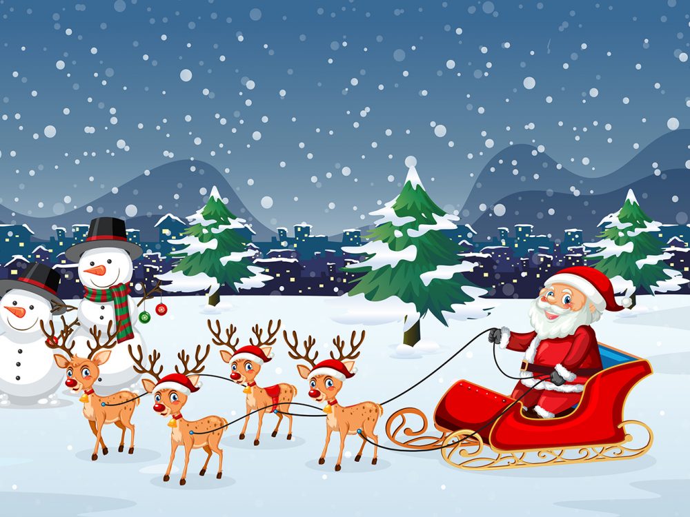 Christmas party with Santa Claus Illustration