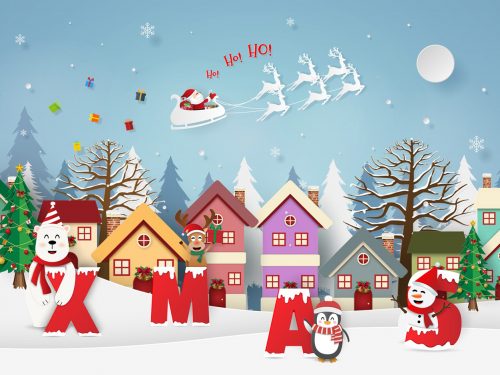 Christmas party with Santa Claus Illustration