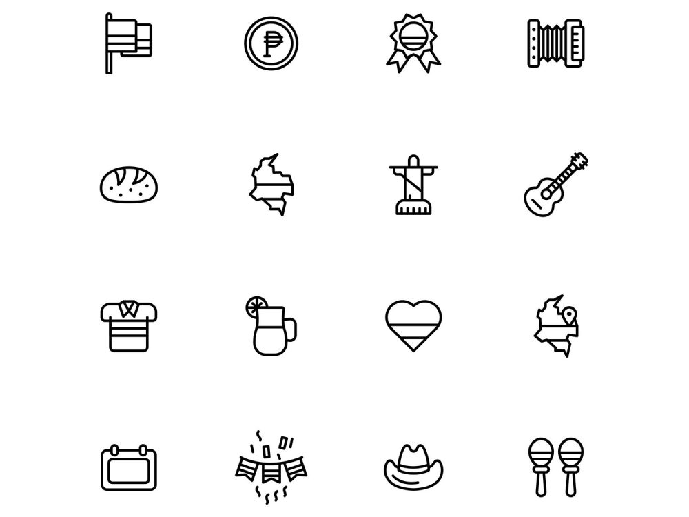 Colombia Line Vector Icons