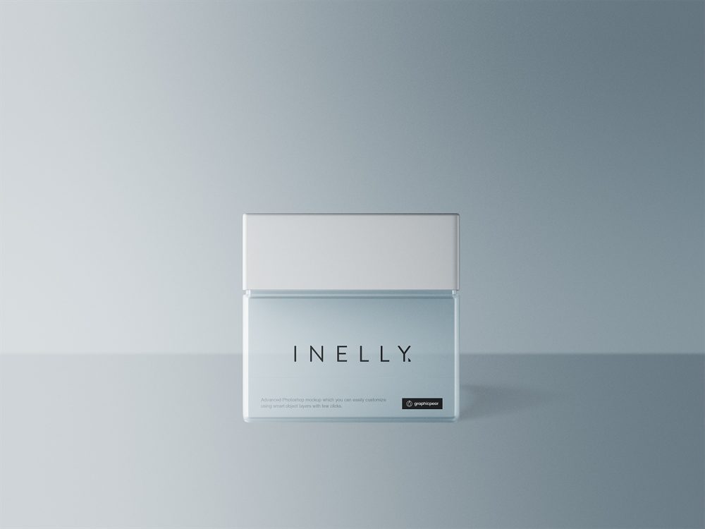 Glass Square Cosmetic Jar Mockup