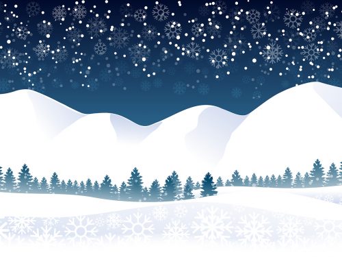 Snowy Mountain Winter Landscape Illustration