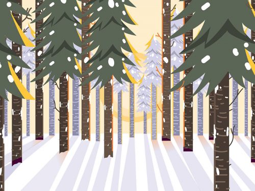 Winter Landscape Free Vector Illustration