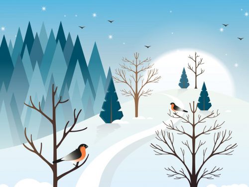 Winter Landscape Free Vector Illustration