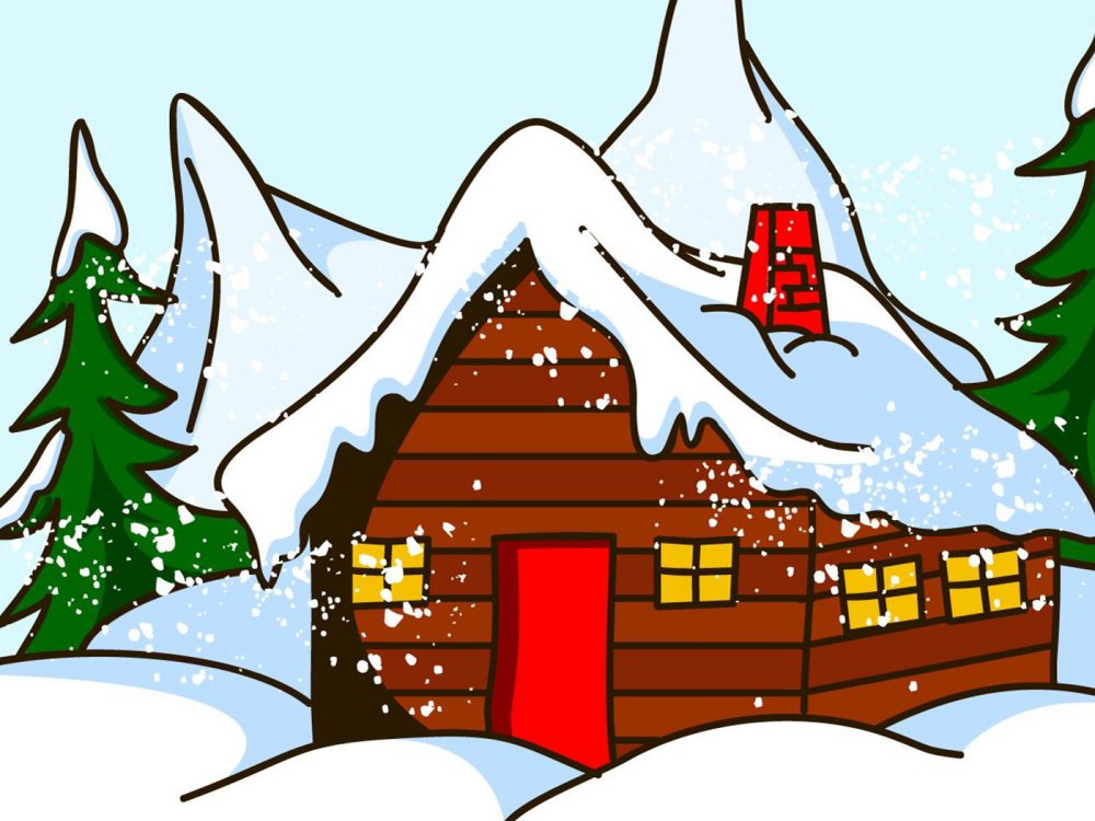 Chalet in the Mountains Free Vector Illustration