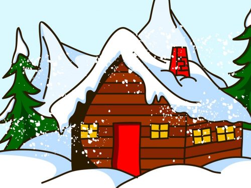 Chalet in the Mountains Free Vector Illustration
