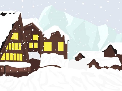 Chalet in the Mountains Free Vector Illustration