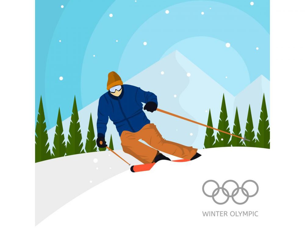 Flat Ski Winter Olympics Vector Illustration