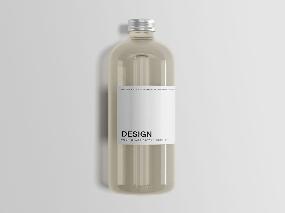 Free Glass Bottle Mockup