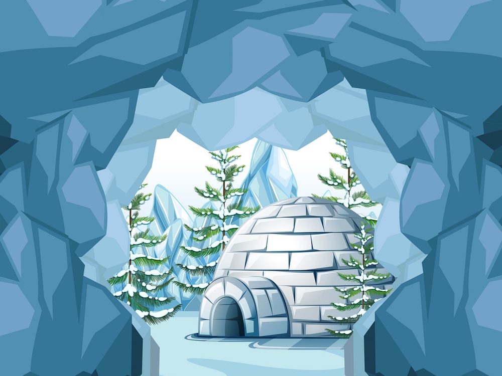 Igloo in Cold Terrain Free Vector Illustration